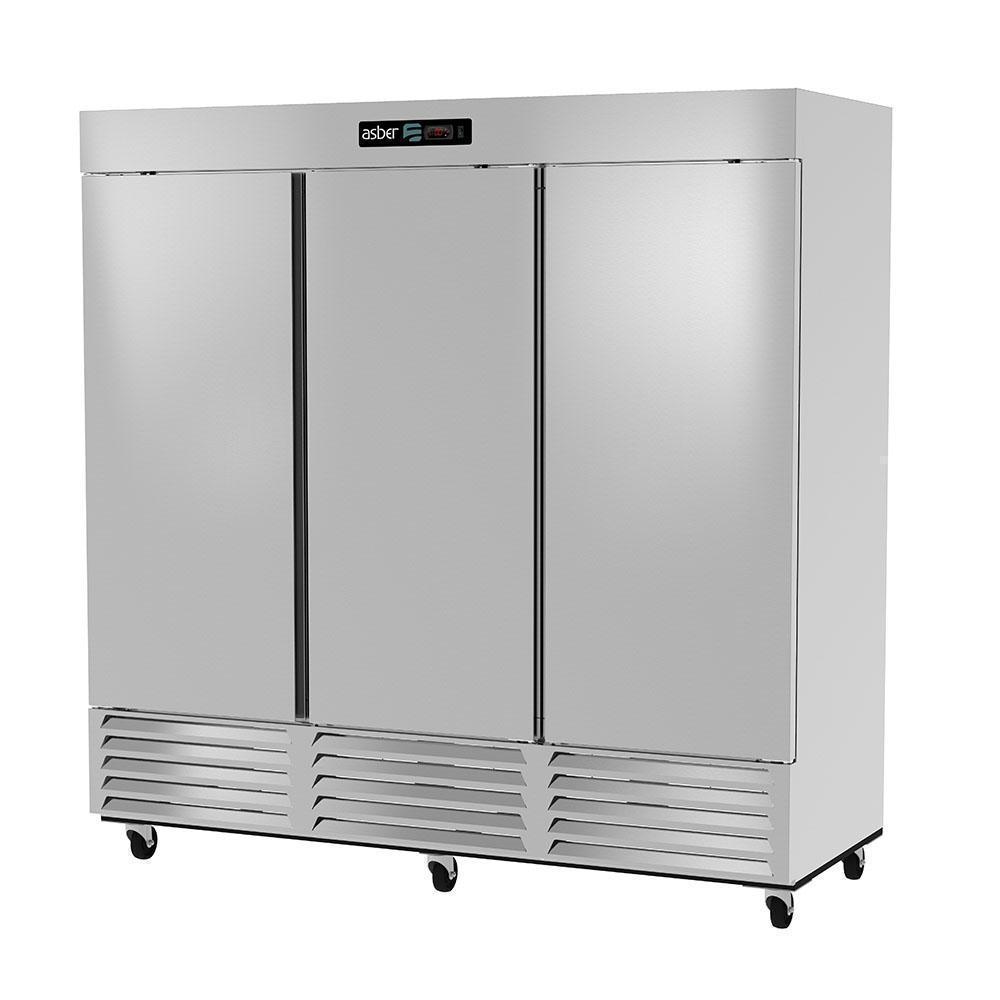 CONGELADOR ASBER ARF-72-H | Congelador Vertical | 3 Puertas Solidas | 9 Parrillas | Eléctrico | Acero Inoxidable | Gris | Supermercado Carnicería Bar Tiendas de Autoservicio Congelador Vertical Puerta Cristal Restaurante Gourmet Exhibición Evaporacióelo Comida Control Electronicon Deshi Acero Inoxidable Super Mercado Abarrotes Vinil NegroLlantas Deslazamiento Facil Alimento Conservador Congelacion Comedores Industriales