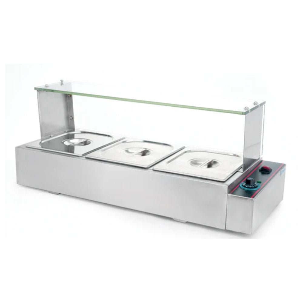 MIGSA BN-B22 | Baño María | Platillos Guisados Buffet | 3 Insertos Medios | Eléctrico | Acero Inoxidable | Restaurante Cocina Comedor Industrial Buffet Taquiza Negocio.