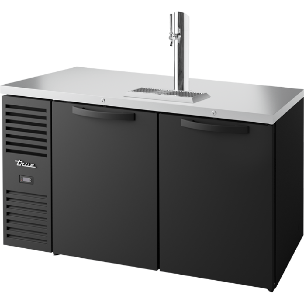TRUE TDR60-RISZ1-LB-SS-1 BEER DISPENSER | Refrigerated Beer Dispenser | Left-Hand Cooling System | Black Doors | For Pubs, Breweries, and Bars