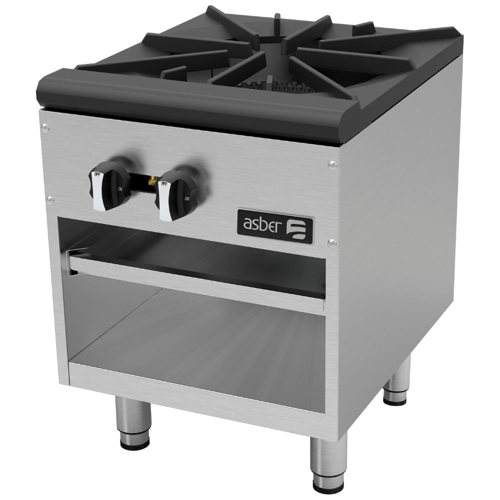 EESTUFON ASBER AESP-18-2 | Estufon de Una Sección | Gas | 2 Quemadores | Acero Inoxidable | Cocina Cafetería Restaurante Hoteles Buffet Banquetes Taquizas Fonda Bistró Cenaduría Taquería