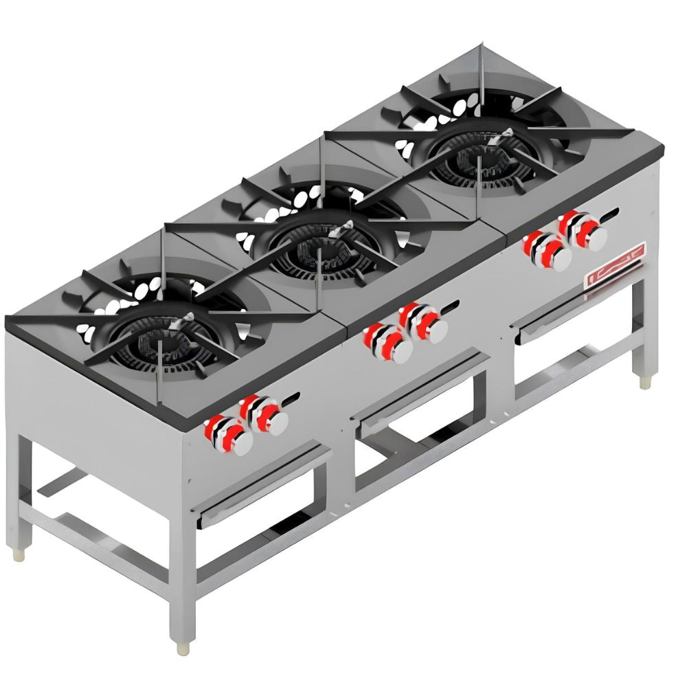ESTUFÓN CORIAT SP-3T | Gas | 3 Parrillas | 3 Quemadores | Acero Inoxidable | Restaurante Cocina industrial Bistró Cafetería Hospital Local Plaza comercial Dark Kitchen Parrilla Hospital Hotel Cafetería Puesto Bar Panadería Chocolatería