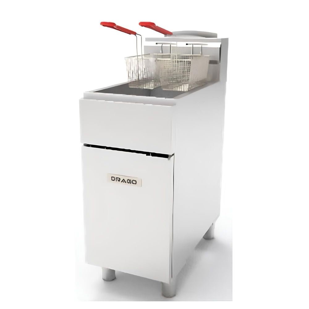 DRAGO FG-21RS | Freidor | Alitas Restaurante Comida Rapida | 2 Canastillas | Acero Inoxidable | Pollo Frito Nuggets Papas a la Francesa Bar Restaurante Puesto Comida Cocina Comedor Industrial Restaurante