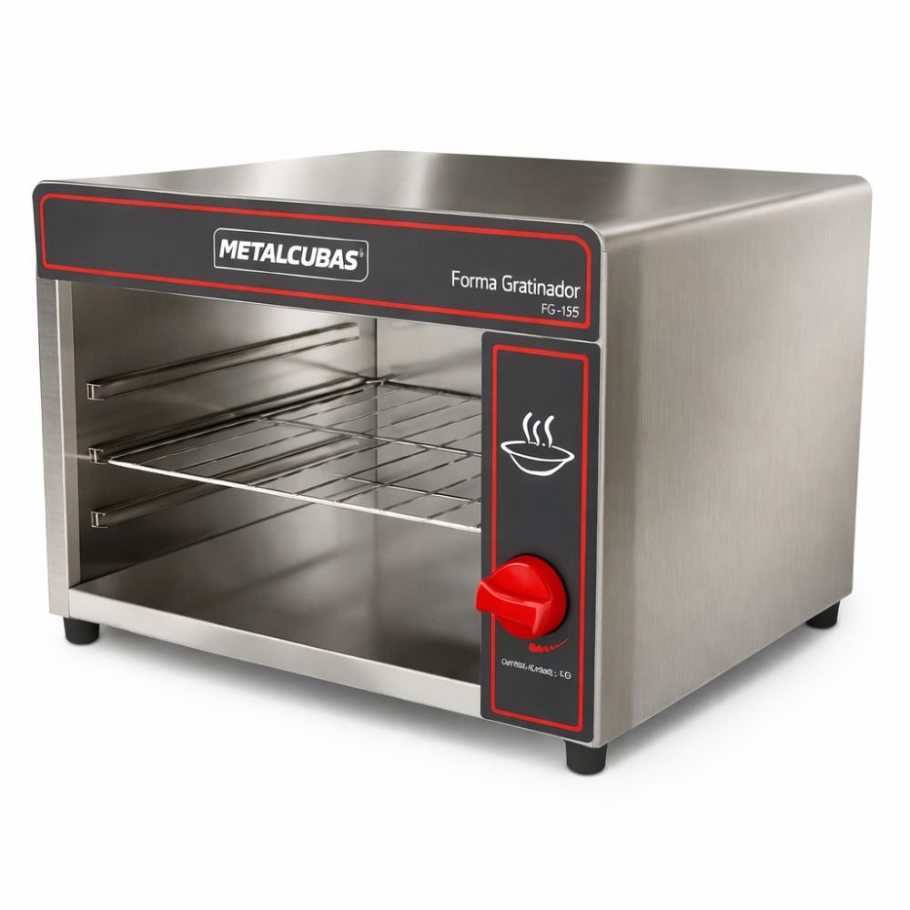 Gratinador Metalcubas FG450, gratinador salamandra, en acero inoxidable.