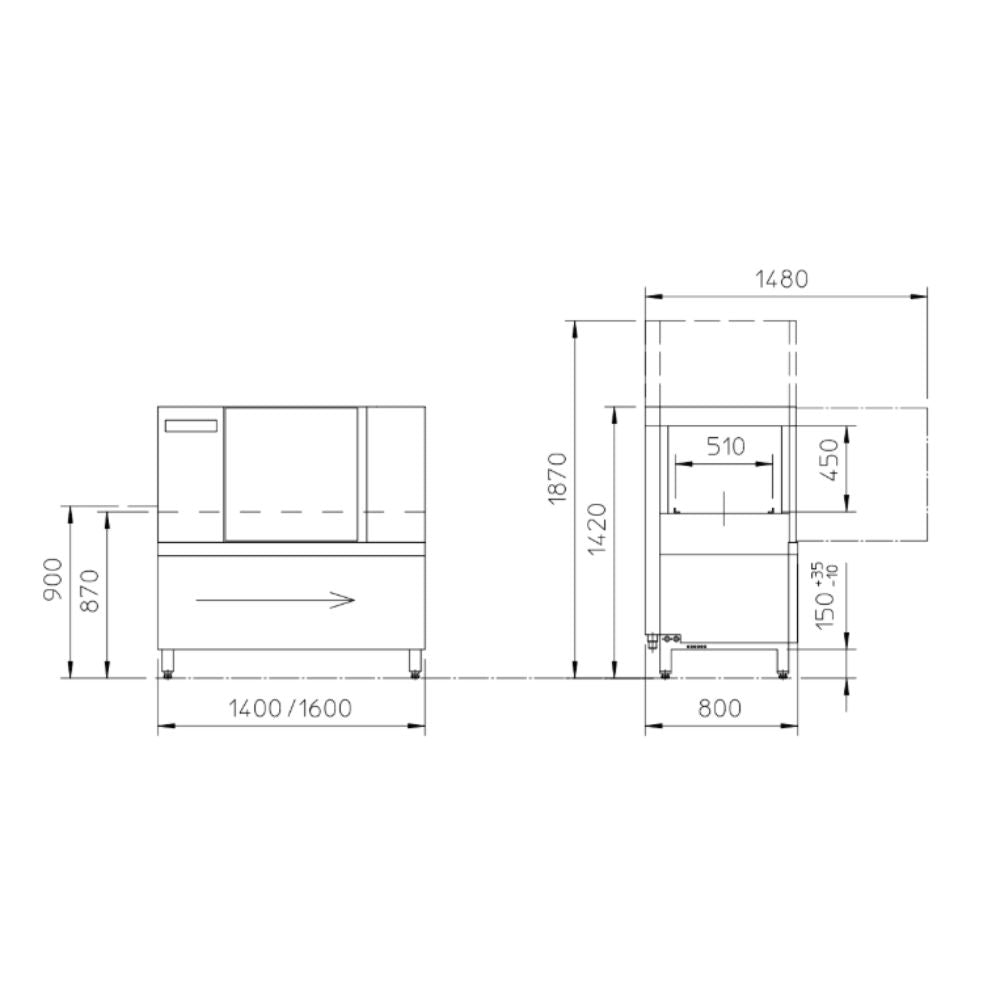 LAVAVAJILLAS WINTERHALTER 180V0021/2 CTR M 230V MX | Lavavajillas Tren Compacto | Acero Inoxidable | Colegios Caterings Hoteles