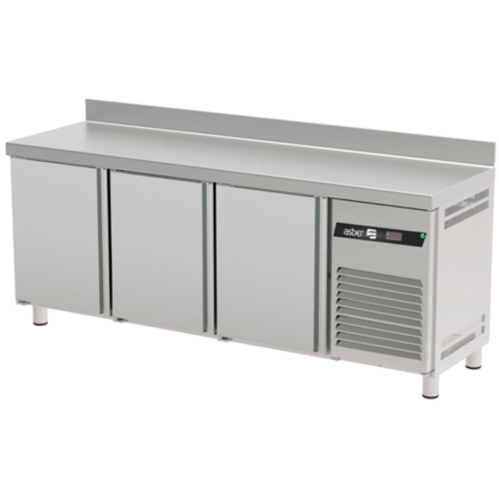 MESA REFRIGERADA ASBER ASTR-79 HC | Mesa Refrigerada | 3 Puertas Solidas | Acero Inoxidable | 3 Parrillas | Eléctrico | 13.9 Pies Cúbicos | Restaurante Cafetería Hotel | Cocina Industrial Cafetería Alimentos