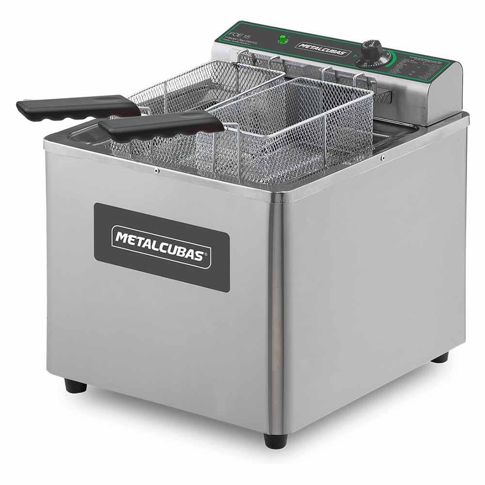 Metalcubas Foe15M Freidora Eléctrica Mesa 1 Tina 2 Canastillas 15 Lts. Acero Inoxidable 110 V - Freidores - Metalcubas - KitchenMax Store