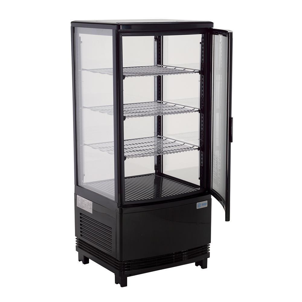 Migsa Rt-78L 1R Refrigerador Panorámico vertical con 1 Puerta de Cristal, 3 Parrillas y 2.89 Pies - 82 Litros de capacidad. Con iluminación LED, Cuerpo esmaltado Negro - Refrigeradores - Migsa - KitchenMax Store
