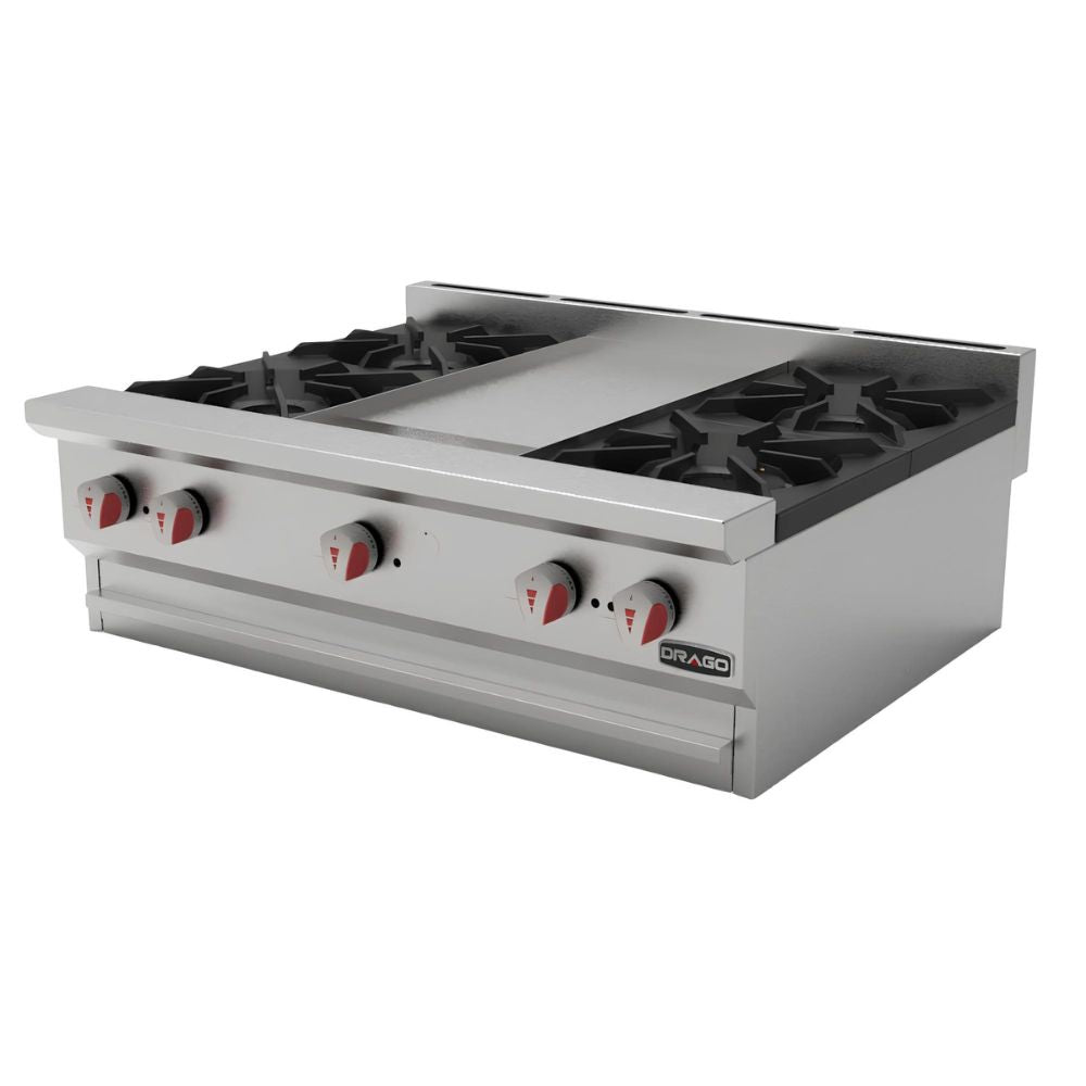 PARRILLA DRAGO CG-40P | Parrilla 4 Quemadores Plancha | Gas | Acero Inoxidable | Restaurante Bistró Buffet Cafetería Comedor Industrial Comisariato Banquetera Bufetera Local Comercial Comedor industrial Puesto comida Taquiza Bistró Buffet Catering Comisariato Italiano Cafetería Bistró Canapés Taquiza Alitas Mariscos