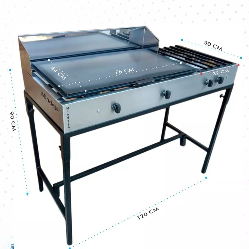 KITCHENMAX STORE MLM1599568982 Grill | Grill/Hob | 120 cm Front | 2 Burners/Griddle | Stainless Steel | Commercial/Restaurant Kitchen