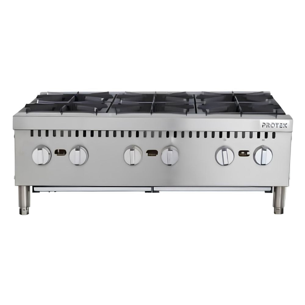 PARRILLA PROTEK 1029154 PAP-6QG | Parrilla a Gas | 6 Quemadores | Acero Inoxidable | Restaurante Cocina Industrial Fonda Bistró Cafetería Hospital Local Plaza comercial Dark Kitchen Parrilla Hospital Hotel Cafetería Puesto Bar Panadería Chocolatería Ilustrativa