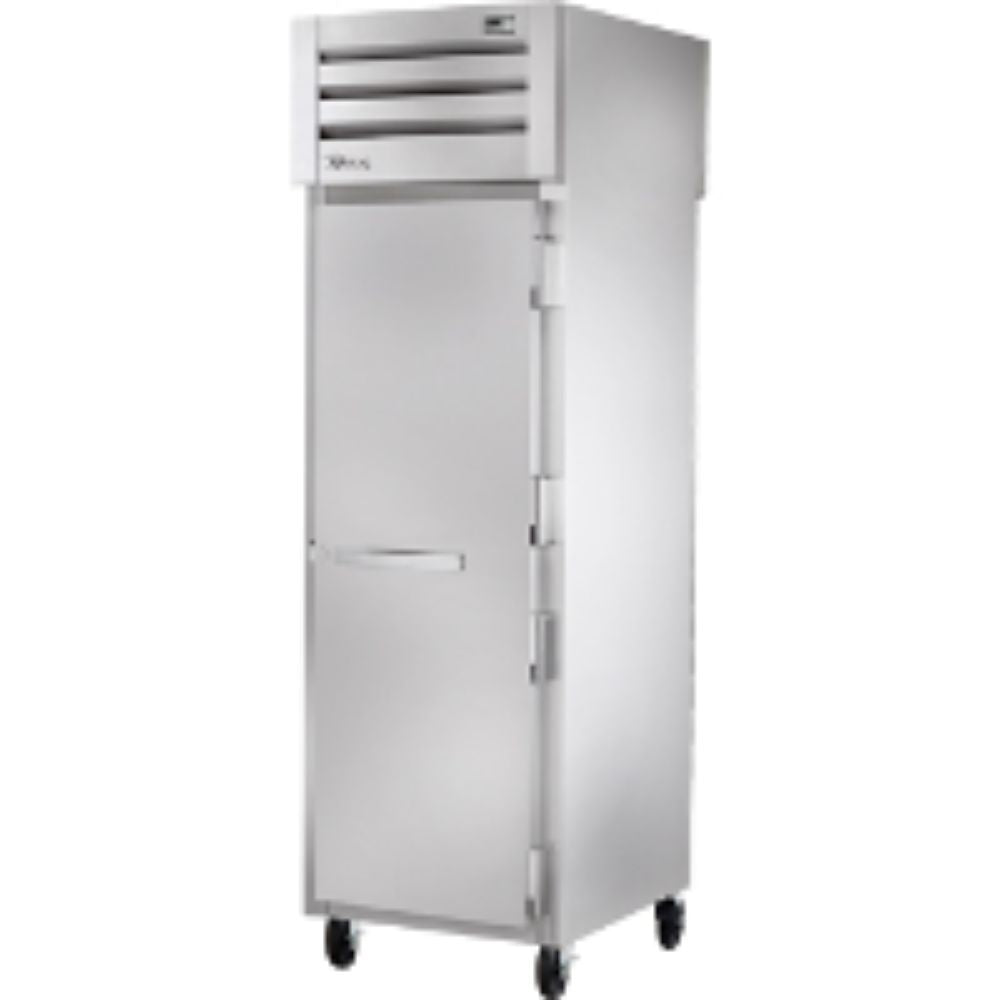 Refrigerador True STR1RPT-1S-1G-HC, refrigerador vertical, en acero inoxidable.