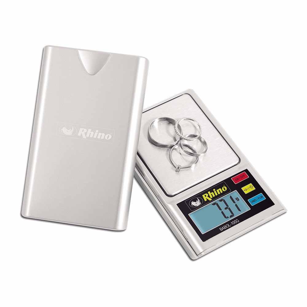 BÁSCULA RHINO BABOL-100G | Báscula Precisión | 100 gr | Plato de Acero Inoxidable | Ferretería Joyería Gemas Comercio Objetos Pequeños Ambientada