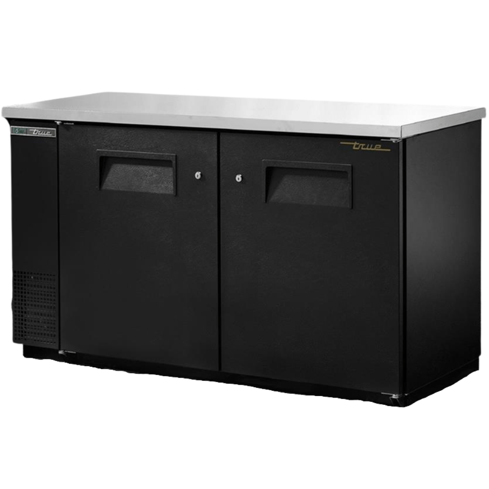 TRUE TBB-24-60-HC Refrigerador Contrabarra 2 Puertas Solida Iluminacion Cuerpo Acero Inoxidable Negro - - true - KitchenMax Store