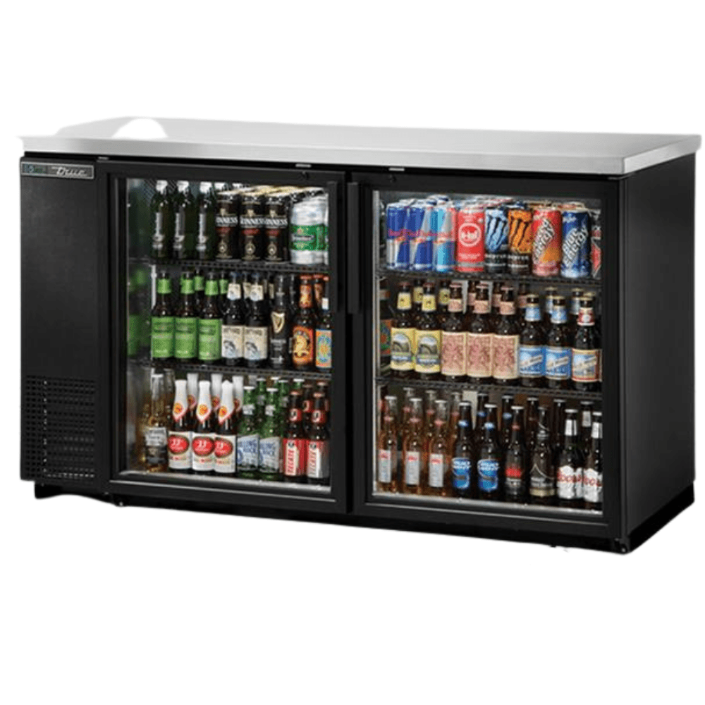 TRUE TBB-24-60G-HC-LD Refrigerador Contrabarra 2 Puertas Cristal 4 Parrillas Iluminacion Cuerpo Acero Inoxidable Negro - - true - KitchenMax Store