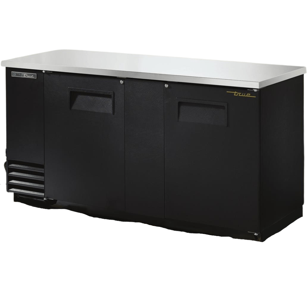 TRUE TBB-3-HC Refrigerador Contrabarra 2 Puertas Solidas Iluminacion Cuerpo Acero Inoxidable Negro - - true - KitchenMax Store