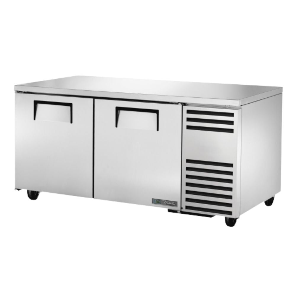 TRUE TUC-67-HC Under-Bar Refrigerated Counter with 2 Solid Stainless Steel Doors, Gray