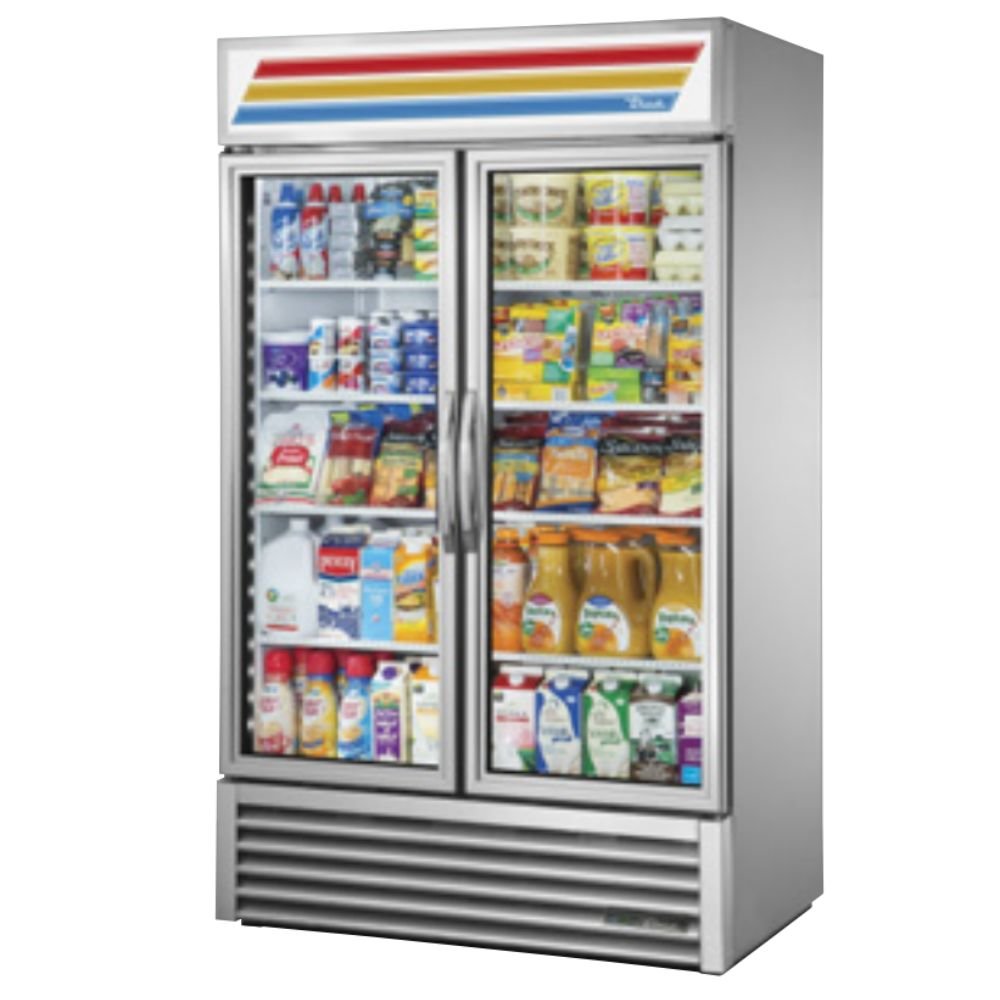 True GDM-43-HC~TSL01 Refrigerador Exhibidor Vertical 2 Puertas Crsital 8 Parrillas - - True - KitchenMax Store