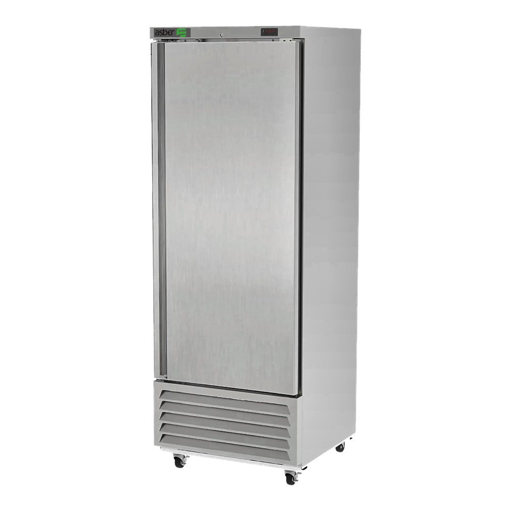 Refrigerador Asber ARR-17-H Hc, refrigerador vertical, en acero inoxidable.