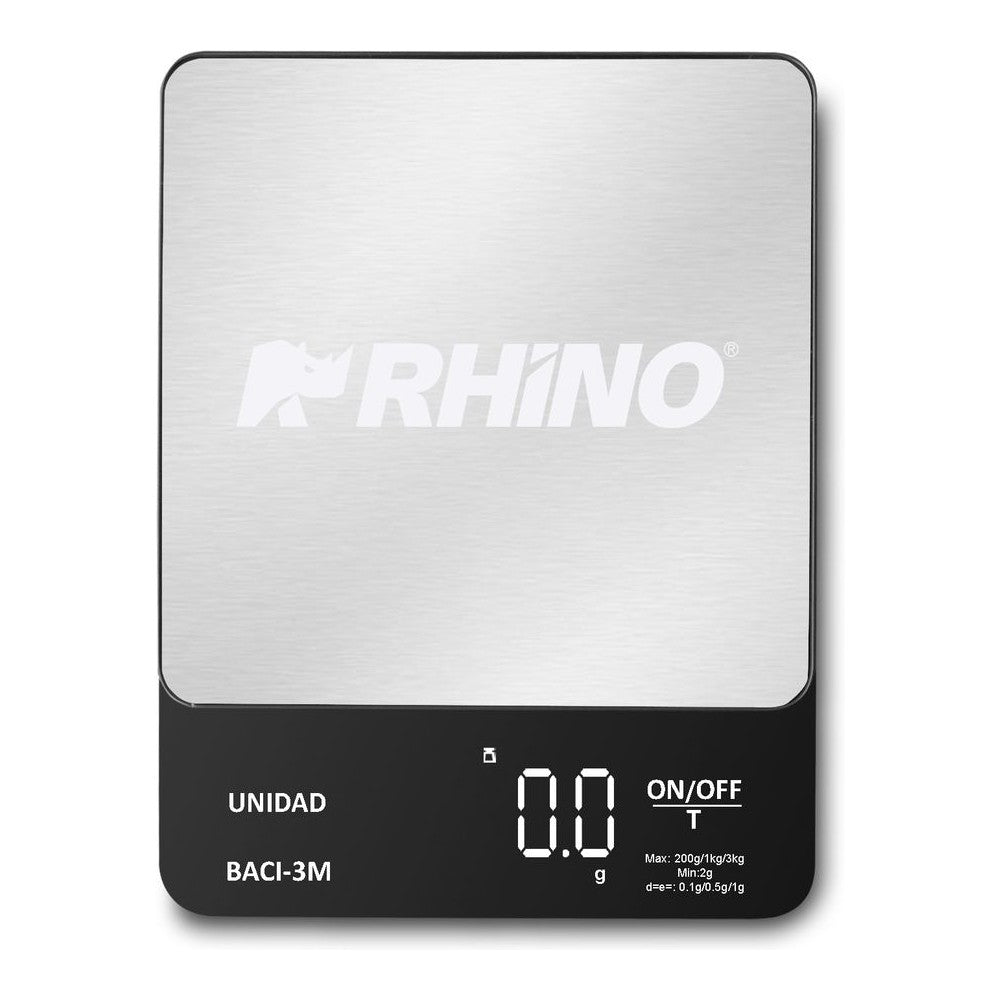 Báscula Rhino BACI-3M, báscula digital de precisión, en acero inoxidable.