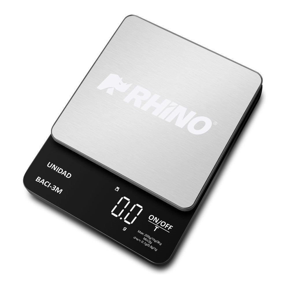 Báscula Rhino BACI-3M, báscula digital de precisión, en acero inoxidable.