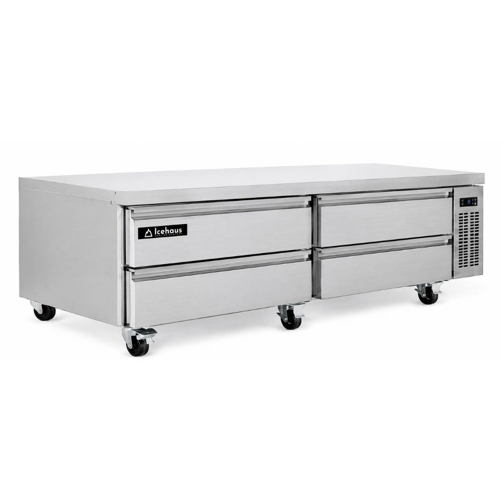 Base Refrigerada Icehaus BRM-4C-SS-01, base de chef refrigerada, en acero inoxidable.