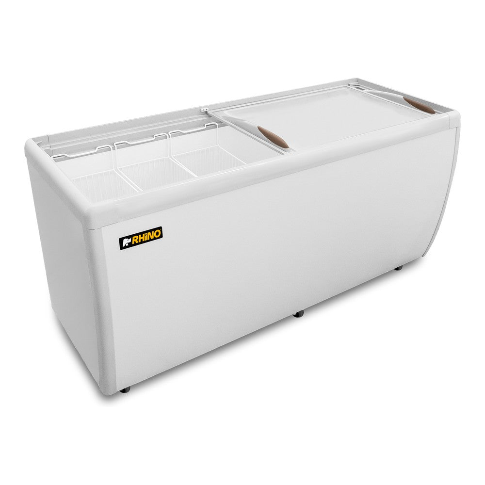 CONGELADOR RHINO CONGECRI-16P | Congelador Horizontal Tapa de Cristal | Capacidad 16 Pies Cúbicos | Función Dual -28 °C a 5 °C | Carnicería Supermercado Heladería