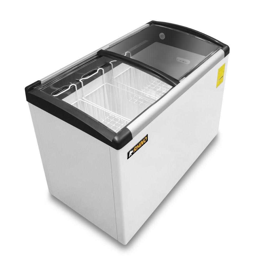 Congelador Rhino CONGECRI-10C, congelador tapa de cristal curva.