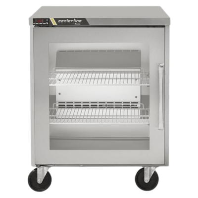 Refrigerador Centerline CLUC-27R-GD-L, refrigerador bajo barra, en acero inoxidable.
