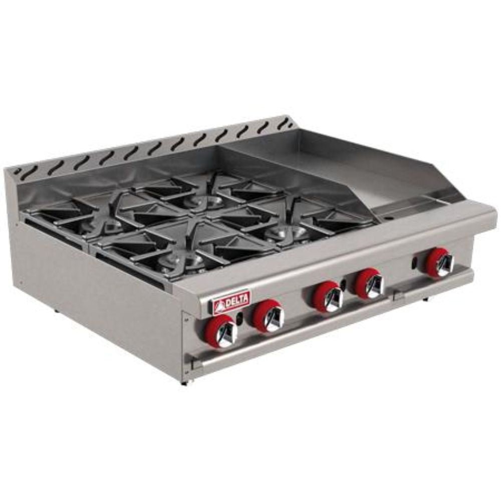 Delta 2-4-1-G Mixto Plancha Parrilla Gas 5 Controles Acero Inoxidable -  - Delta - KitchenMax Store