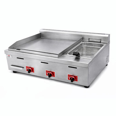 EQUIPO MIXTO KINGSTAR EMPFKG | Plancha y Freidora | Gas | Restaurante Comida Rápida | Estufa Maestra Multifuncional Parrilla Plancha Horno Freidor Gratinador a Gas Acero Inoxidable Restaurante Cocina Industrial Fonda Cenaduría Comedor Industrial