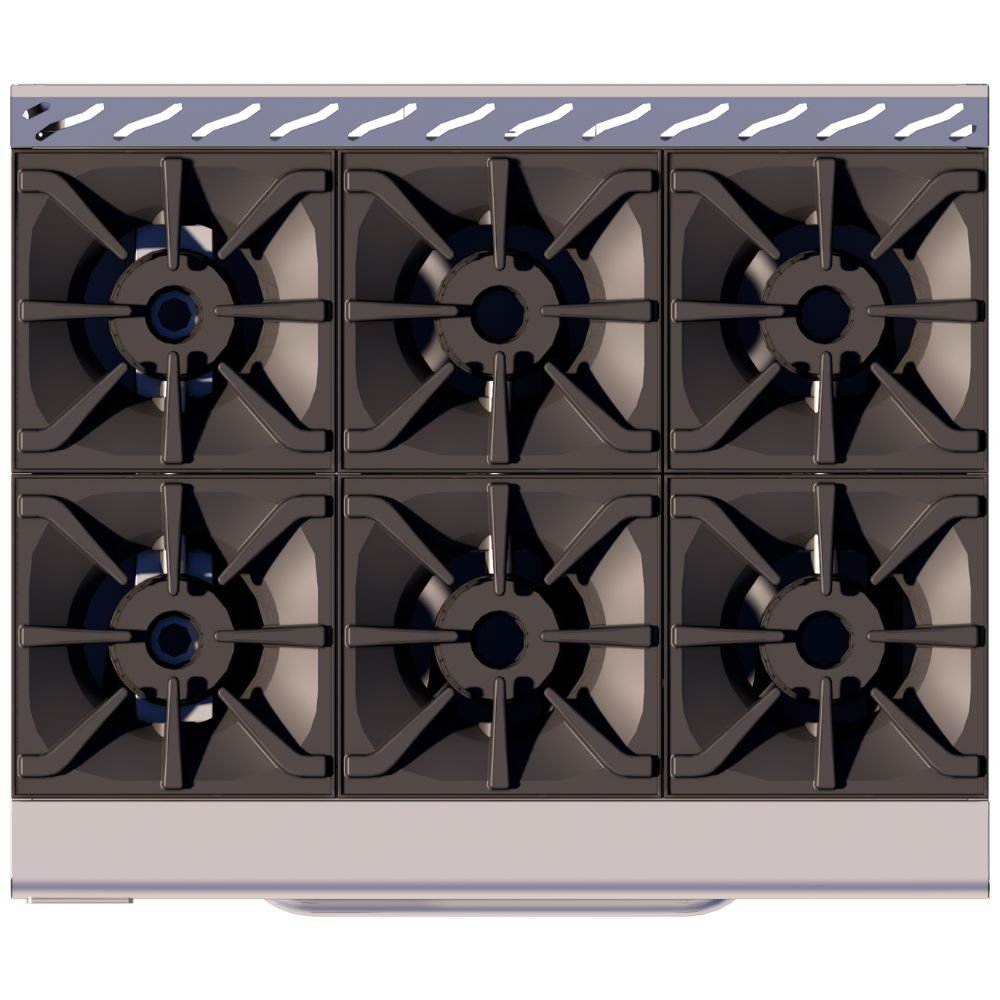 ESTUFA DELTA H-6 | Estufa | 6 Quemadores | Horno | 1 Quemador Horno | Charolas Cata Escurrimientos | Patas Niveladoras | Comedor Industrial Hotel Restaurante | Estufa Seis Quemadores Horno Acero Inoxidable Restaurante Hotel Cafeteria Preparacion Alimentos Coccion Hornear