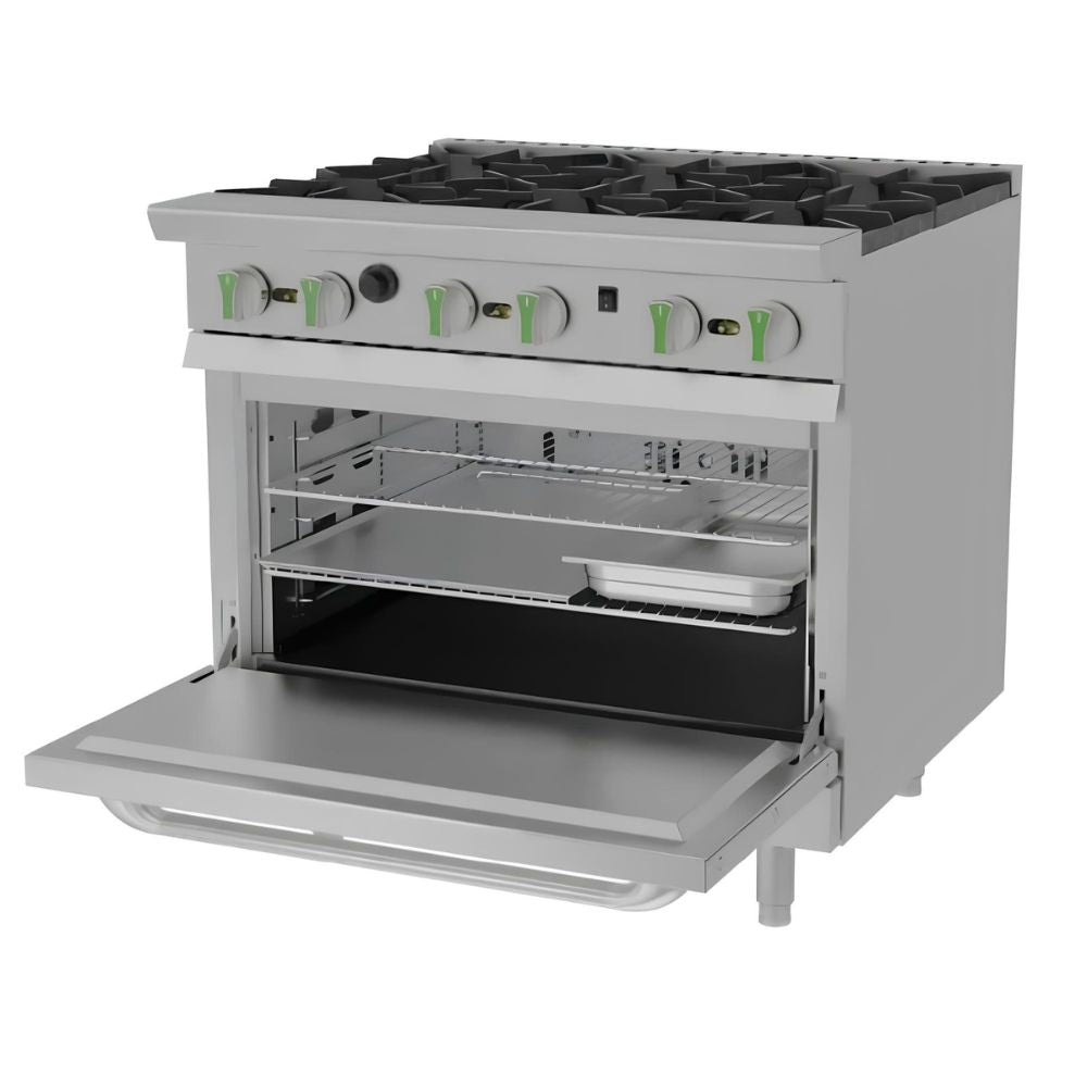 ASBER AER 6 36 C EM Stove | Gas | 6 Burners | Stainless Steel | Restaurant Cafeteria Industrial Kitchen