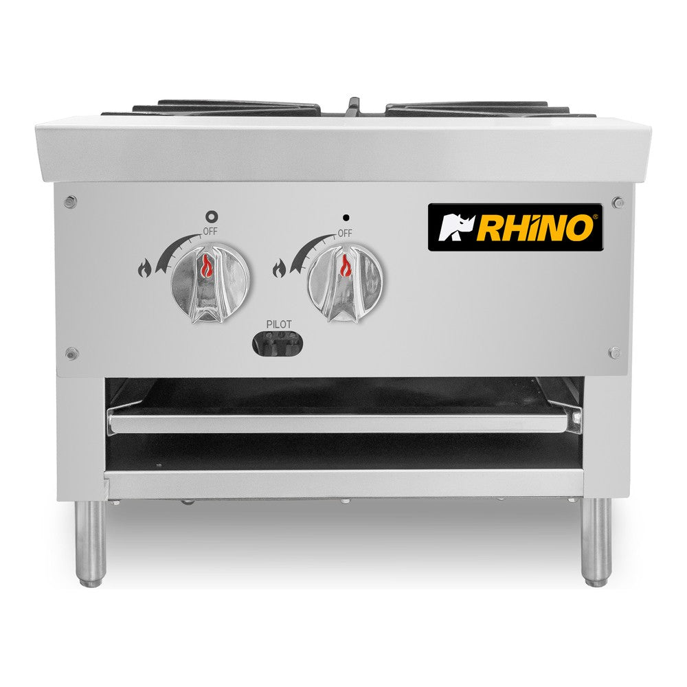 FOGÓN RHINO FOGA-1Q | Fogón a Gas 1 Quemador | 80,000 BTU | Parrilla de Hierro Fundido | Restaurante Cocina Industrial Banquetes