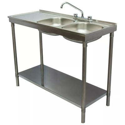 FREGADERO KITCHENMAX STORE MLM1490668608 | Fregadero Doble | Acero Inoxidable | Puesto Negocio Limpieza