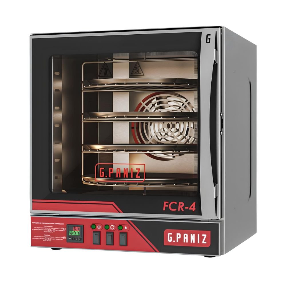 Horno G.paniz FCR4, horno de convección rotativo, en acero inoxidable.
