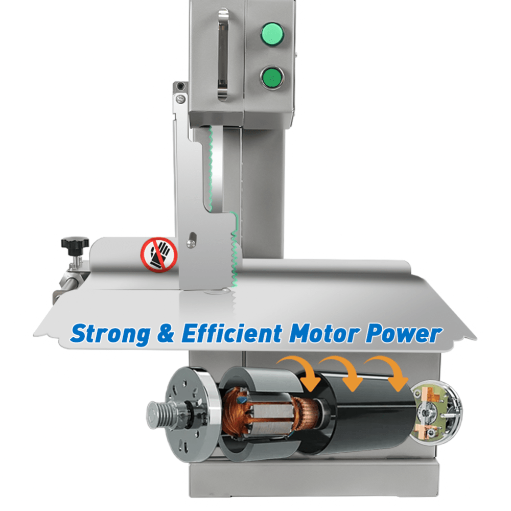 SIERRA KITCHENMAX STORE SIERRC | Sierra Carne y Hueso | 110V | Acero Inoxidable | Aluminio Fundido | Cocina Carnicería Supermercado Carne Congelada Res Puerco Pollo Pescado