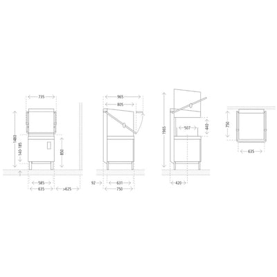 LAVAVAJILLAS WINTERHALTER 509V0007 Capota P50 LINEA 50 | Lavavajillas Capota | Acero Inoxidable | Hoteles Restaurantes Cafeterías