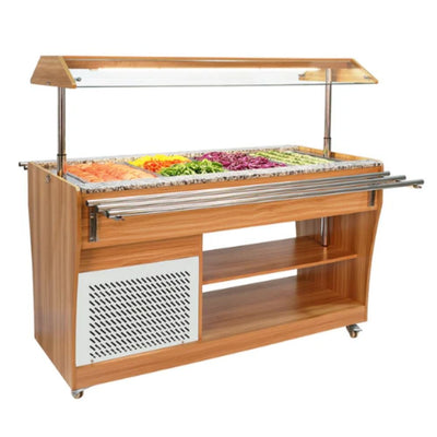 MESA BUFFETERA MIGSA RTS-1490L | Mesa Buffetera Refrigerada Móvil | 4 Insertos Enteras | Restaurante Comedor Industriales Banquetes Banquetes Calentador Alimentos Platillos