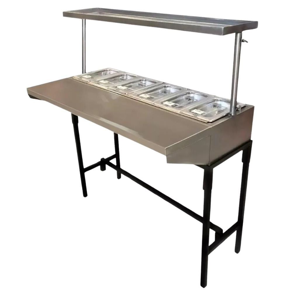 MESA KITCHENMAX STORE MLM1795642468 | Mesa Fría | 6 Insertos | Ensaladera | Repisa Desmontable | Acero Inoxidable | Restaurante Hotel Bar