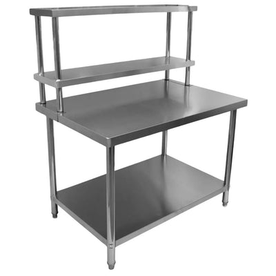 MESA KITCHENMAX STORE MLM2026855589 | Mesa | 2 Repisas | Acero Inoxidable | Frente 110 cm | Restaurante Cafetería Bar