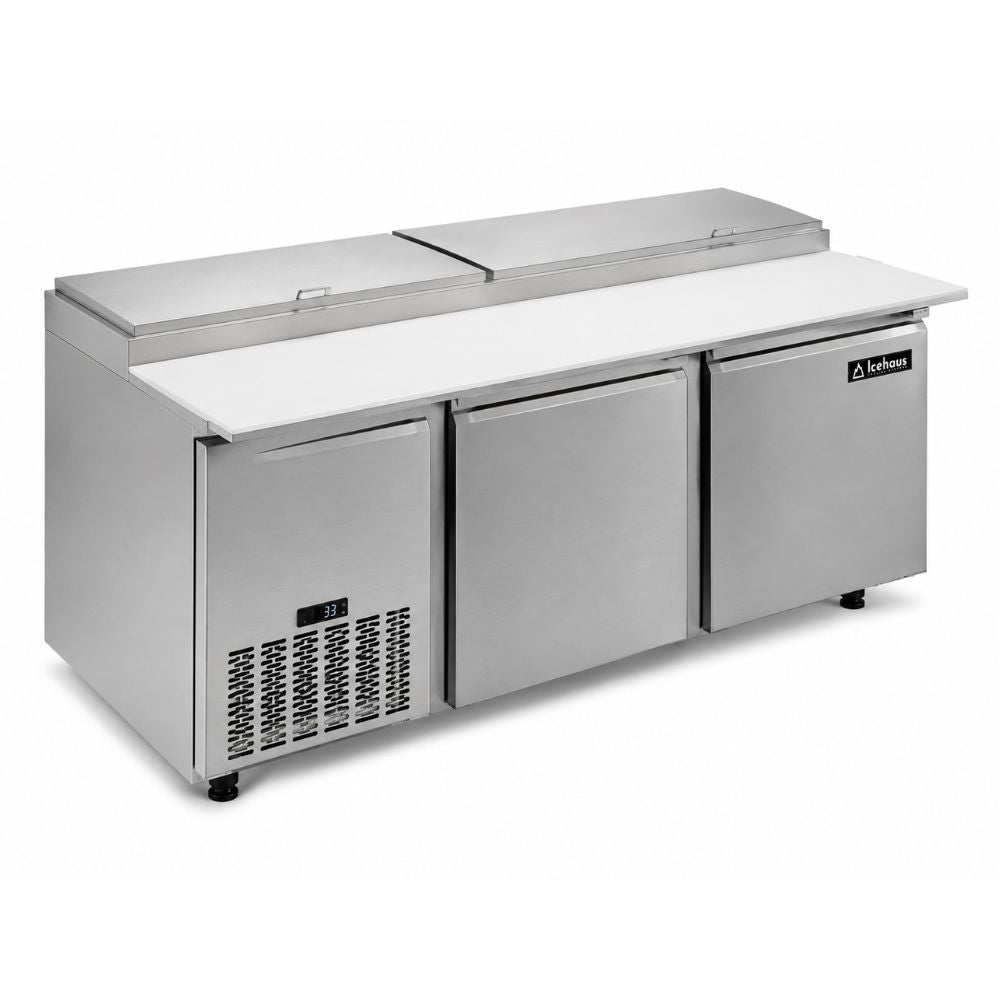 Mesa de Trabajo Icehaus MP-2P-SS-02, mesa de preparación para ensaladas, en acero inoxidable.