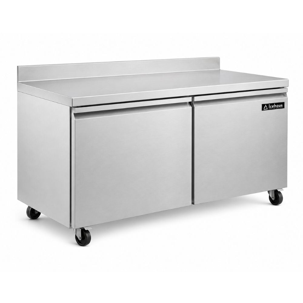 Mesa de Trabajo Icehaus MTC-2P-SS-02, mesa de trabajo congelada, en acero inoxidable.