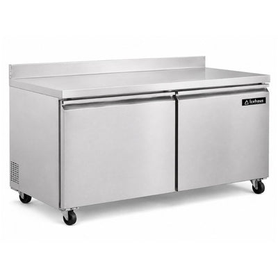 Mesa de Trabajo Icehaus MTR-2P-SS-02, mesa de trabajo refrigerada, en acero inoxidable.