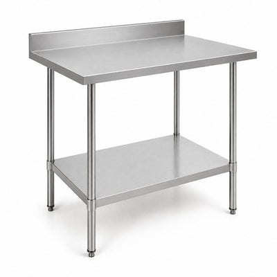 Mesa de Trabajo King MTL-100, mesa de trabajo con lambrín, en acero inoxidable.