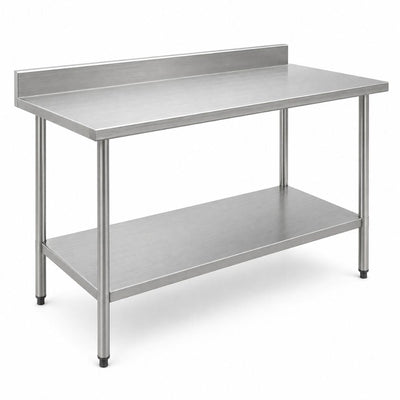 Mesa de Trabajo King MTL-150, mesa de trabajo con lambrín, en acero inoxidable.