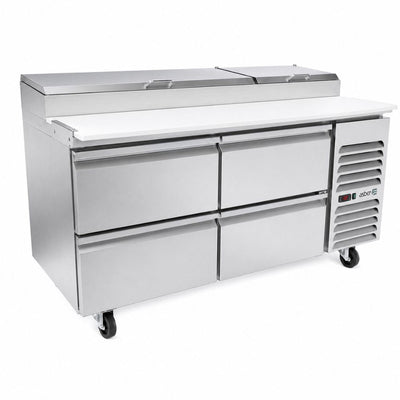 Mesa Refrigerada Asber APTP-67-D4 P Hc, pizza, en acero inoxidable.