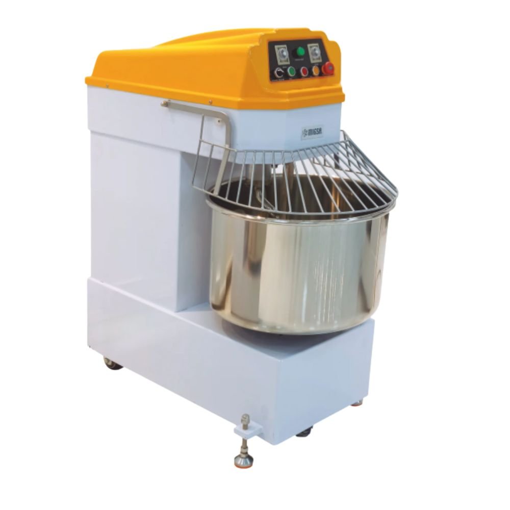MIGSA  HBS 60 | Amasadora | Panadería Pastelería Pizzería | 25 Kg | Transmisión de Bandas | 2 Velocidades | Acero Inoxidable | Panadería Restaurante Postres Pasteles Masa Pasteleria Reposteria Amasadora Hotel Comedor Pan Uso Rudo Comida Alimento Pizzería Acero Inoxidable Tazón Reja Protectora Preparación Mezcladora Panificador Revolvedora Industrial Transmisión de bandas