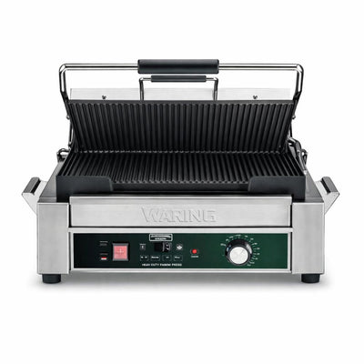 PANINERA WARING WPG250TX | Panini Grill | Termostato Regulable a 298 °C | Cafetería Restaurante Desayunador Sandwiches Paninis Tostar Calentar Pan Tostadas Calientes Crujientes Prensa Cocina Restaurantes Cafetería Establecimiento Comida Comida Rapida Bares Panaderias