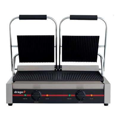 PANINERA DRAGO GH-813 | Paninera con doble plancha | Eléctrica | Restaurante Cafetería Cocina Industrial Comedor Cocina Comercial Industrial Profesional Desayunos Comidas Tortas Burritos Baguettes Focaccia Carne Asada Panini Negocio Fonda