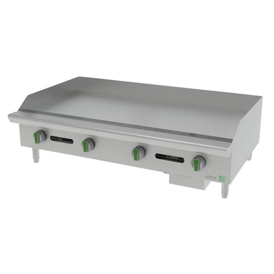PLANCHA ASBER AEMG 48 EM | Gas | 4 Quemadores | Acero Inoxidable | Taquería Hoteles Comedores Industriales Industriales Restaurante Cafetería Cocina Industrial Comedor Grill Cortes Cenaduría Hotel | Respaldo Charola Quemador Parilla Restaurante Niveladores Empotrar Base Comedor Uso Rudo Acero Inoxidable Grill Alimento Cocción Preparación Cortes Hotel Cenaduría Cocina Económica Radiante Gourmet